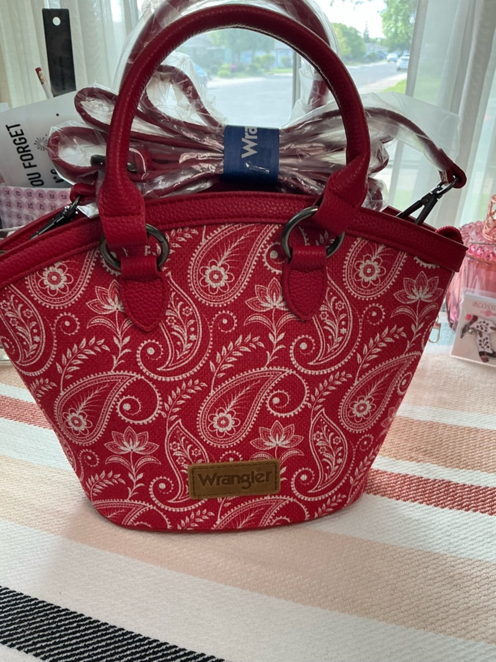 Wrangler Red Paisley Canvas Mini Tote & Crossbody